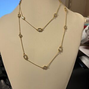Elegant Gold Necklace with Clear Accents